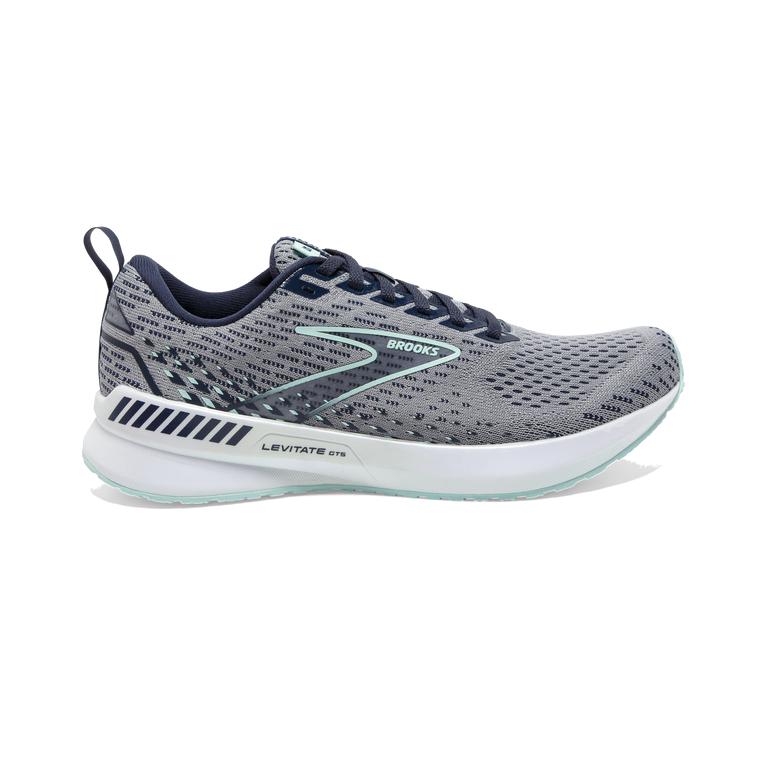 Brooks Womens Levitate Gts 5 Springy Road Running Shoes - Grey/Peacoat/Blue Light (431689-VIC)